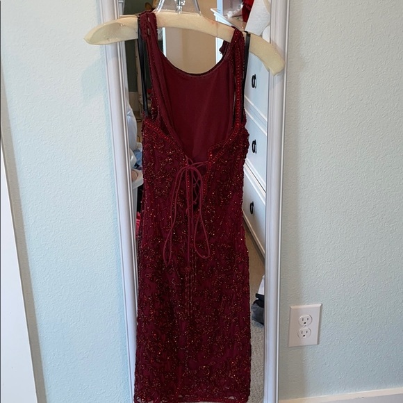 sherri hill #53142 burgundy homecoming or cocktail dress - Picture 4 of 4